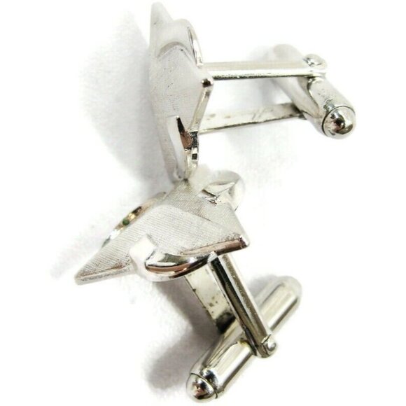 Anson Cufflinks Triangular Design Silver Tone Tux Shirt Dress Suit Vintage - Picture 3 of 9